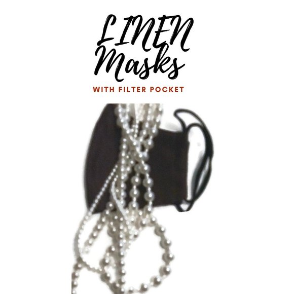 3 Pack Linen Face Masks Black, Navy and White - Picture 7 of 11